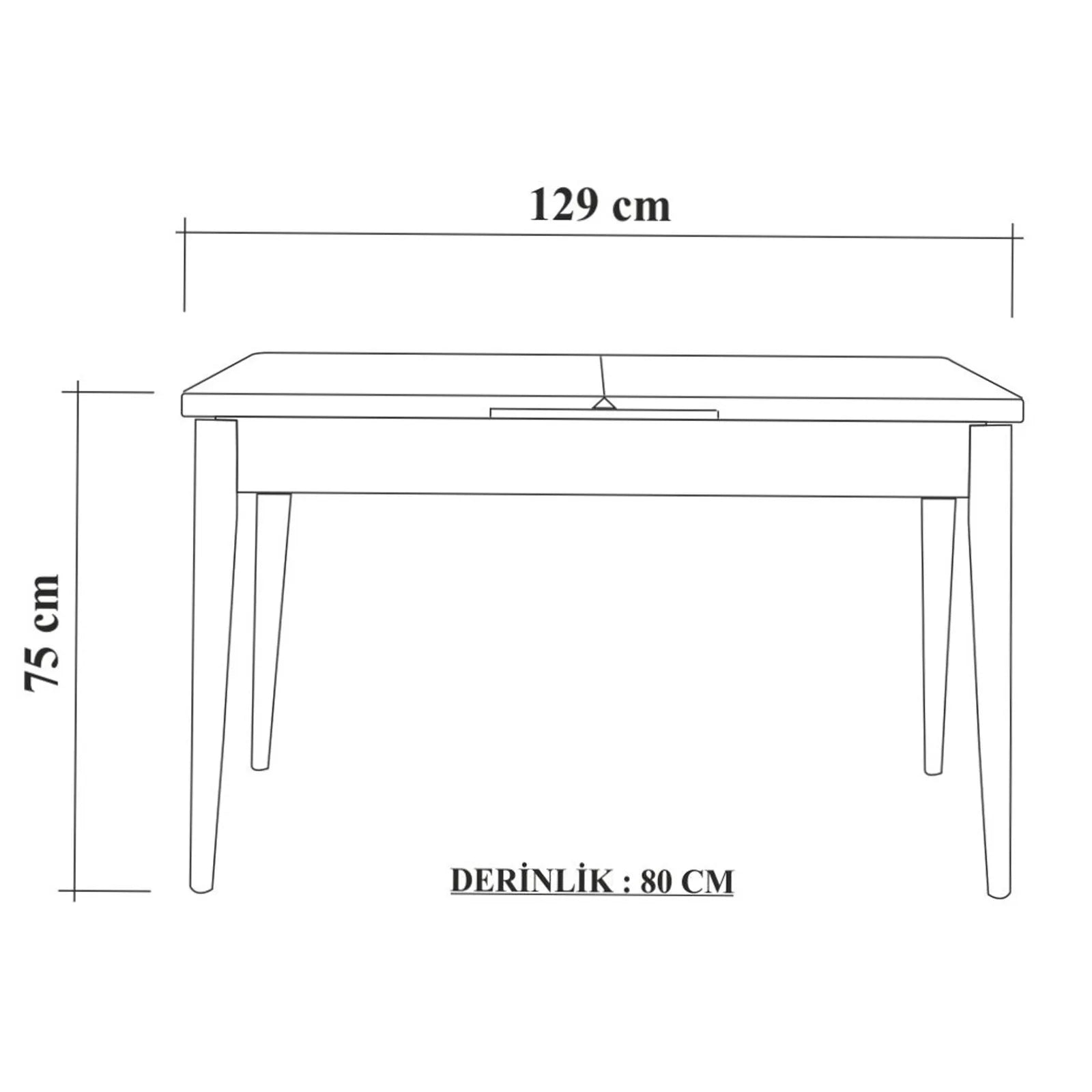 Sembol Açılır Masa Takımı Ceviz Krem (1 Masa + 1 Bench + 4 Sandalye) - görsel 7